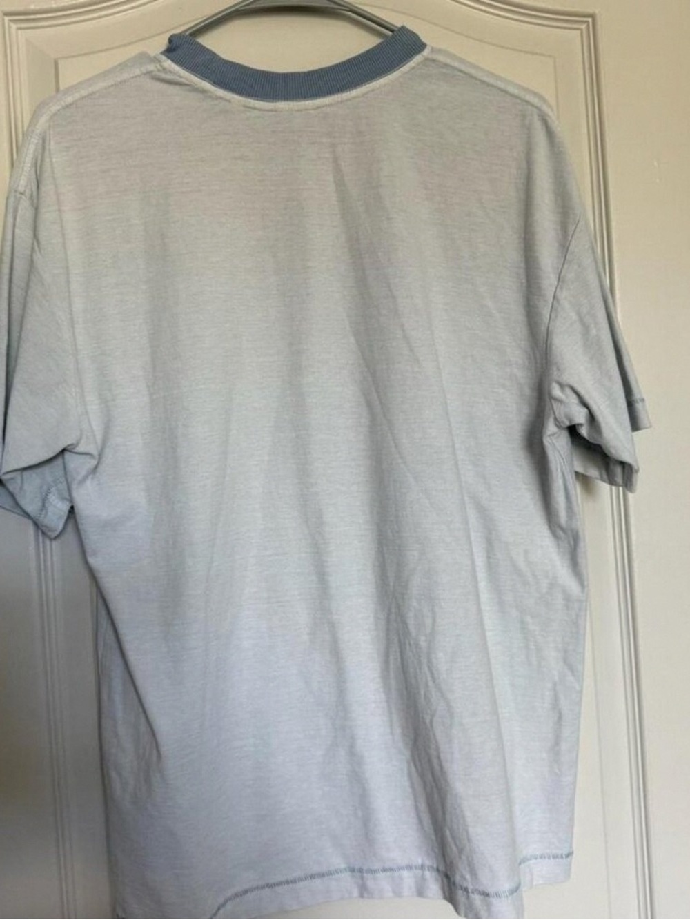 Men’s Light Blue Short Sleeve Cotton Tee with Contrast Collar